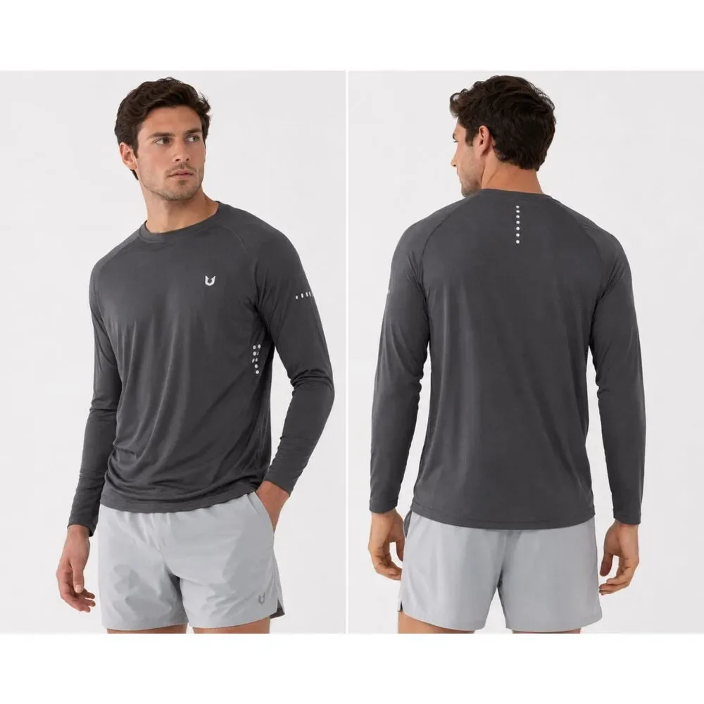 NORTHYARD Men's UPF 50+ Long Sleeve Rash Guard Shirt Dark Gray Size M NWT Quick